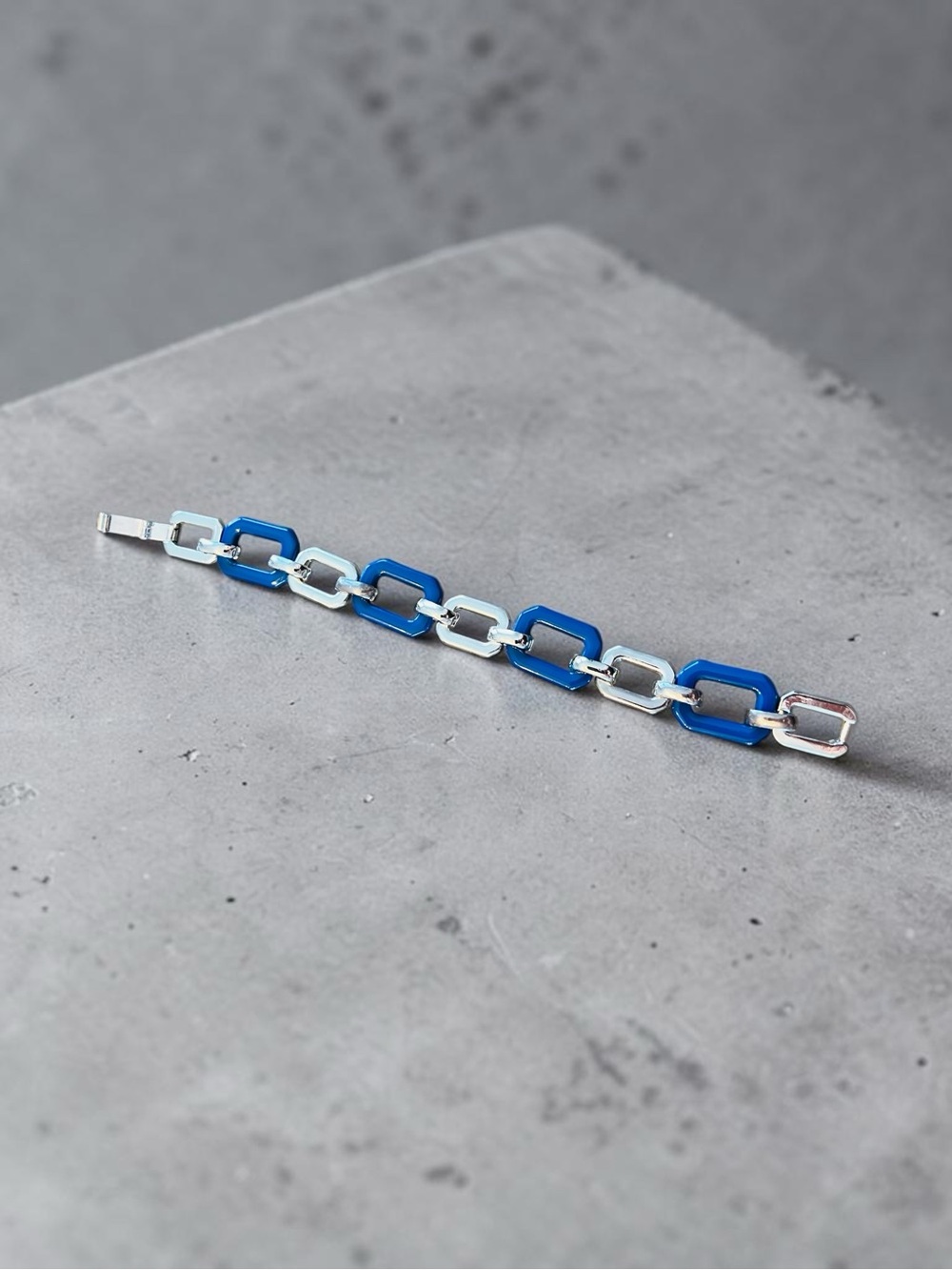 Blue and Silver Tone Link Bracelet - Makers Mark (unknown)